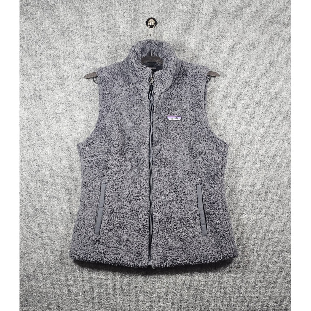 Patagonia Womens Los Gatos Fleece Sweater Vest Full Zip Large Blue/Gray Gorpcore
